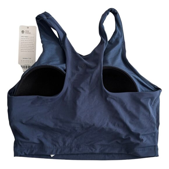 CRZ Yoga navy blue Butterluxe high neck racerback tank top size L NWT - Picture 5 of 7